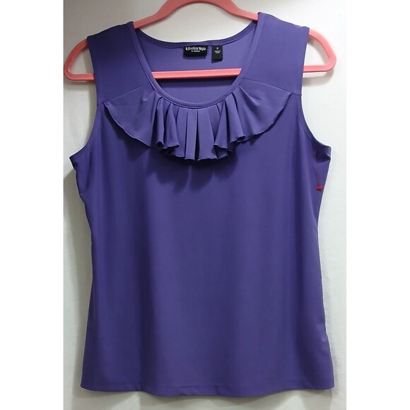 Effortless Style by Citiknits Women's Tank Top Small Purple Ruffle Neck NWOT! - Picture 1 of 5